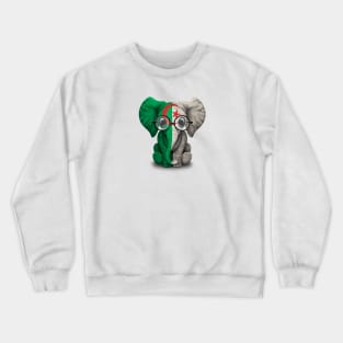 Baby Elephant with Glasses and Algerian Flag Crewneck Sweatshirt